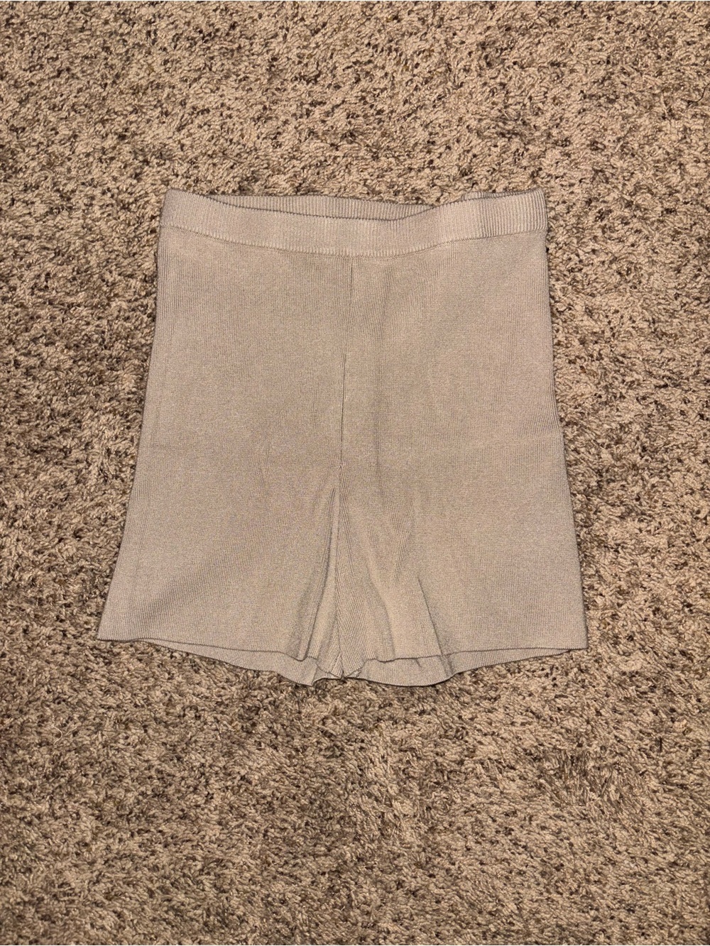 Meshki High-Waist Knit Shorts in Light Beige